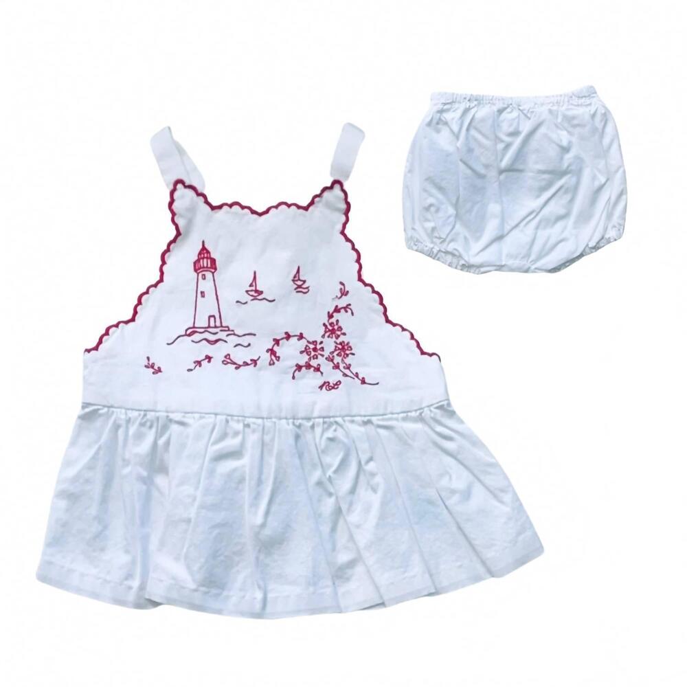 NEW RALPH LAUREN girl's cotton bloomer short set in white